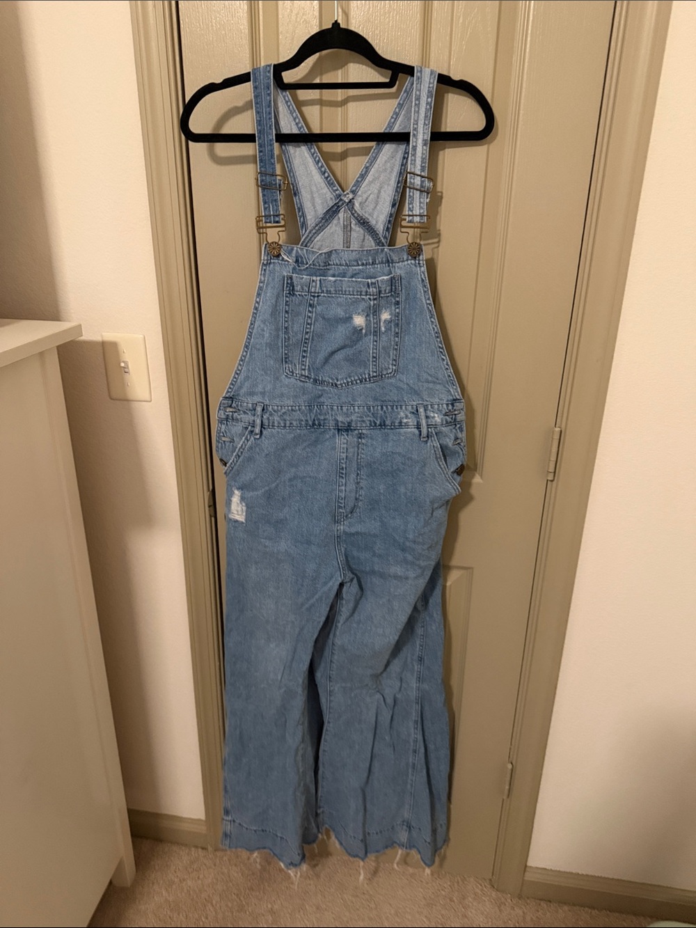 Show Me Your MuMu Light Blue Denim Overalls Flare Wide Leg